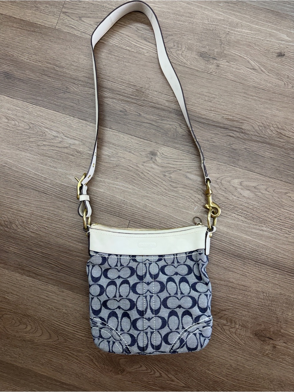 Coach denim and white leather Y2K Signature Crossbody Bag